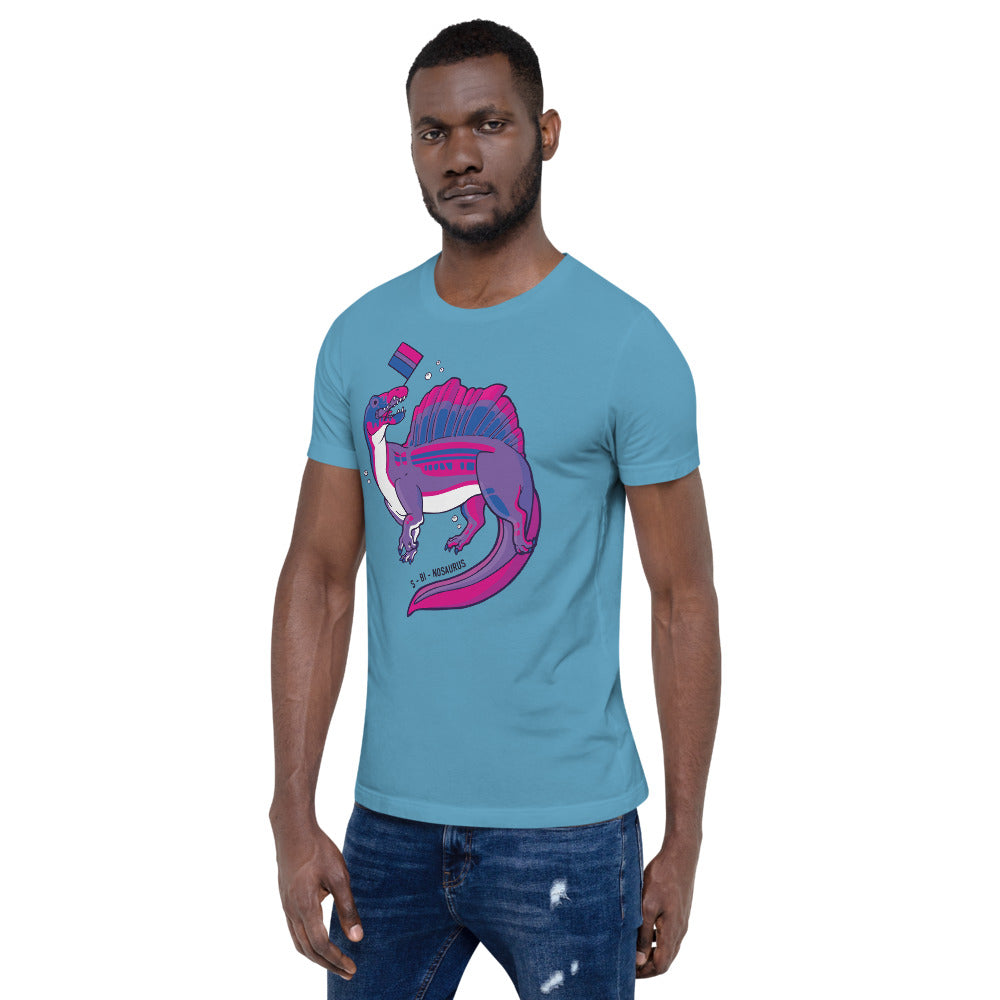 Spinosaurus Dinosaur Bisexual Pride Flag t-shirt