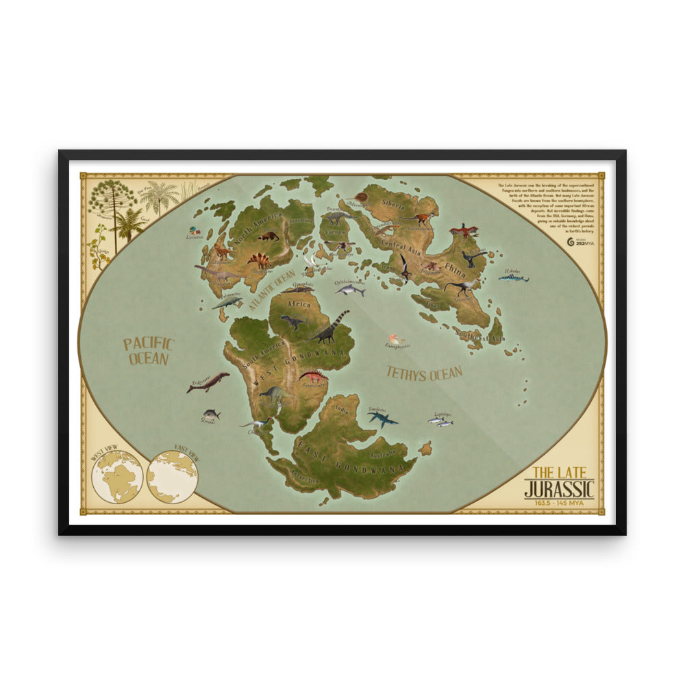 Late Jurassic Map framed print