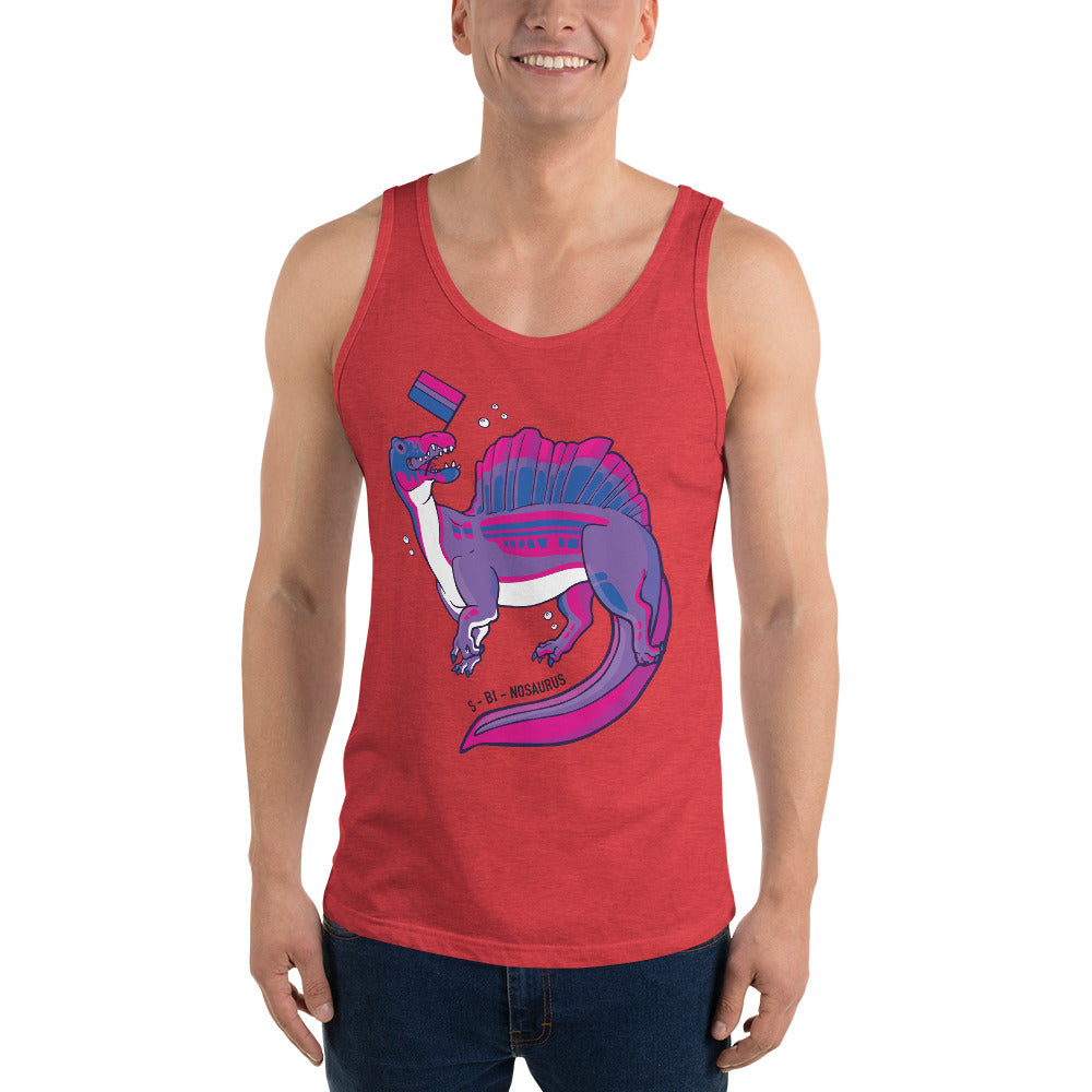 Spinosaurus Dinosaur Bisexual Pride Flag tank top