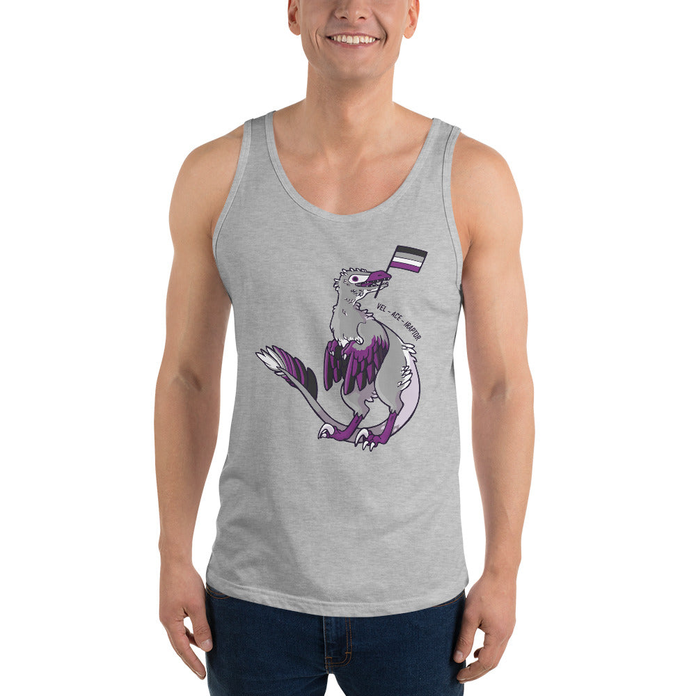 Velociraptor Dinosaur Asexual Pride Flag tank top