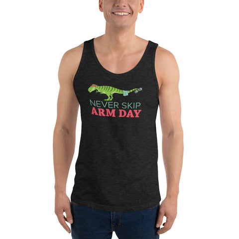T. rex Never Skip Arm Day unisex tank top