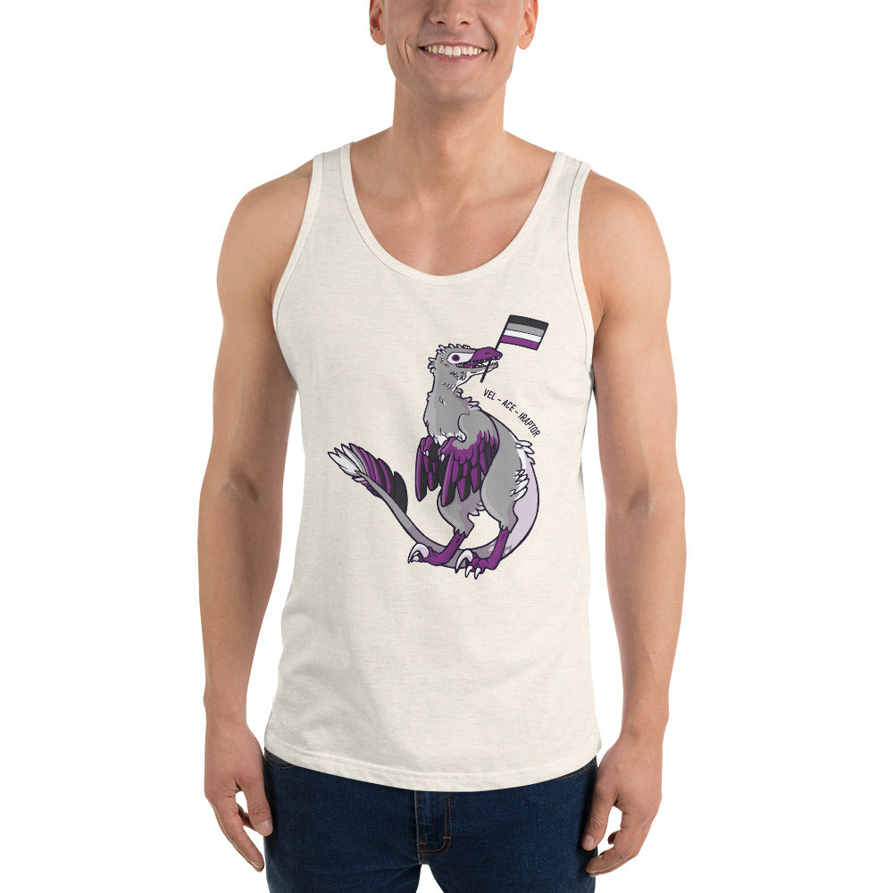 Velociraptor Dinosaur Asexual Pride Flag tank top