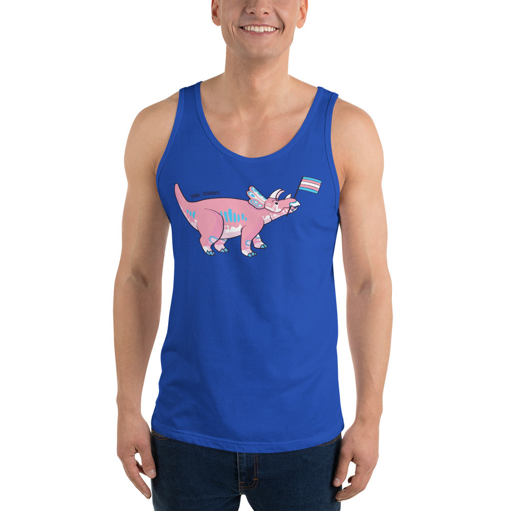 Triceratops Dinosaur Trans Pride Flag tank top