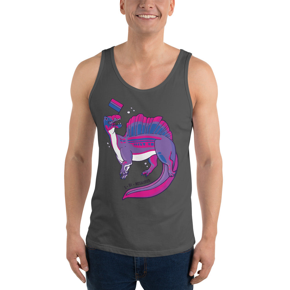 Spinosaurus Dinosaur Bisexual Pride Flag tank top