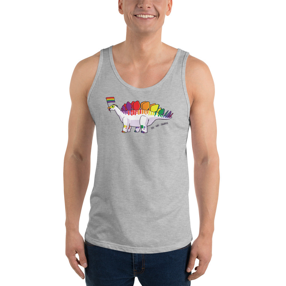 Stegosaurus Dinosaur Gay Pride Flag tank top