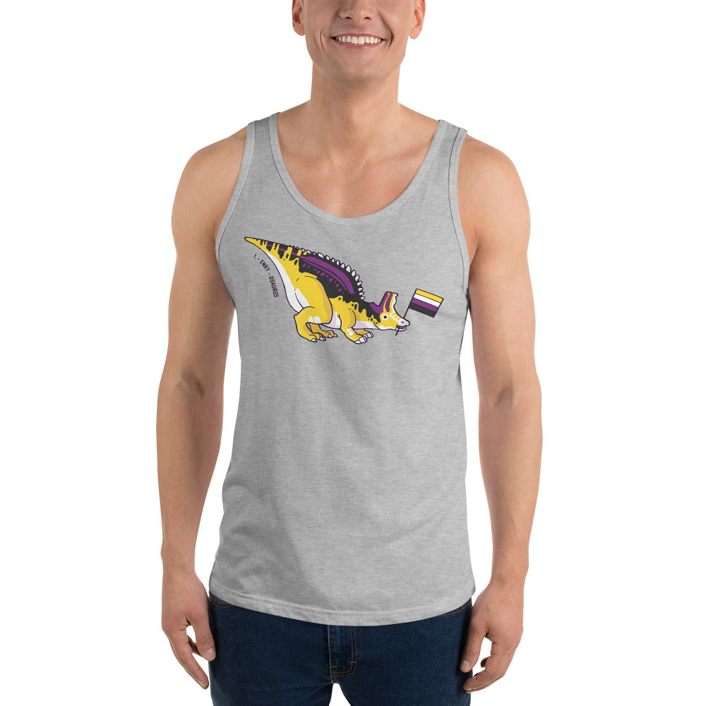 Lambeosaurus Dinosaur Non-binary Pride Flag tank top