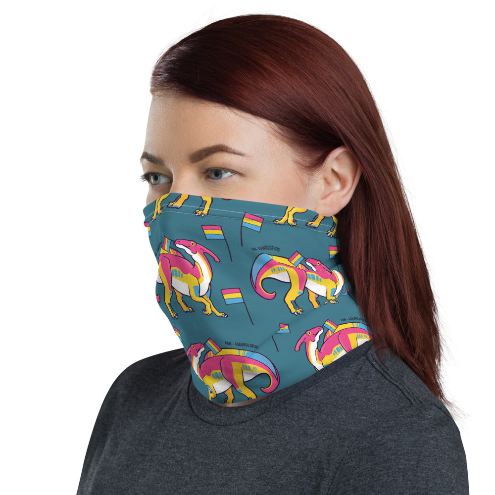 Parasaurolophus Dinosaur Pansexual Pride Flag neck gaiter