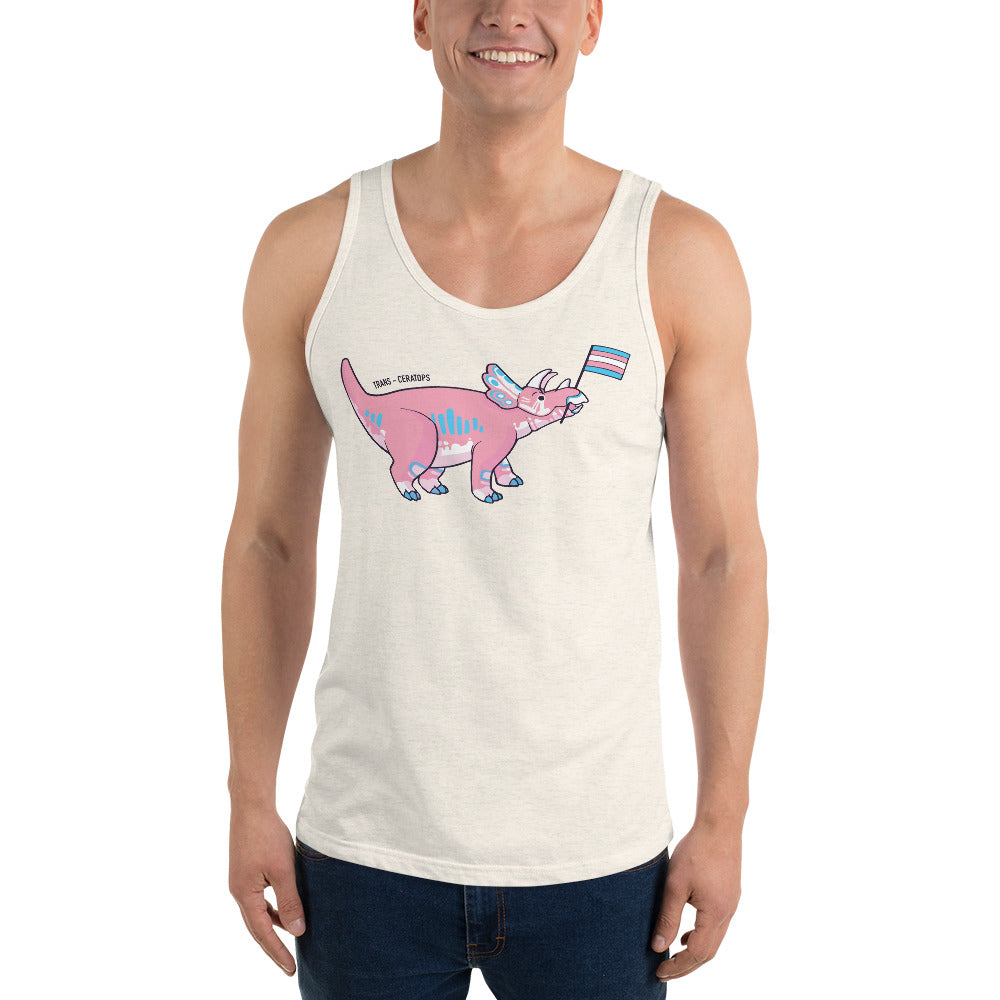 Triceratops Dinosaur Trans Pride Flag tank top