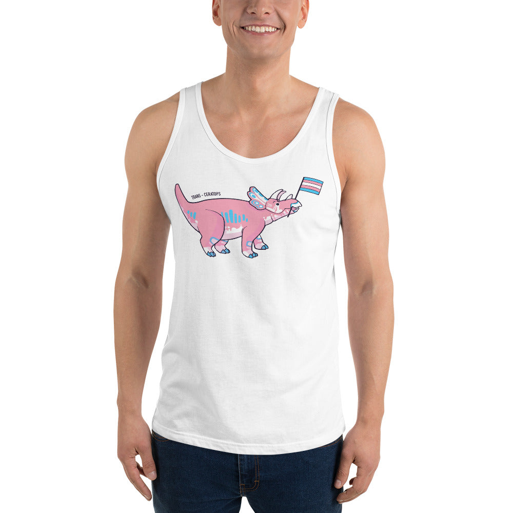 Triceratops Dinosaur Trans Pride Flag tank top