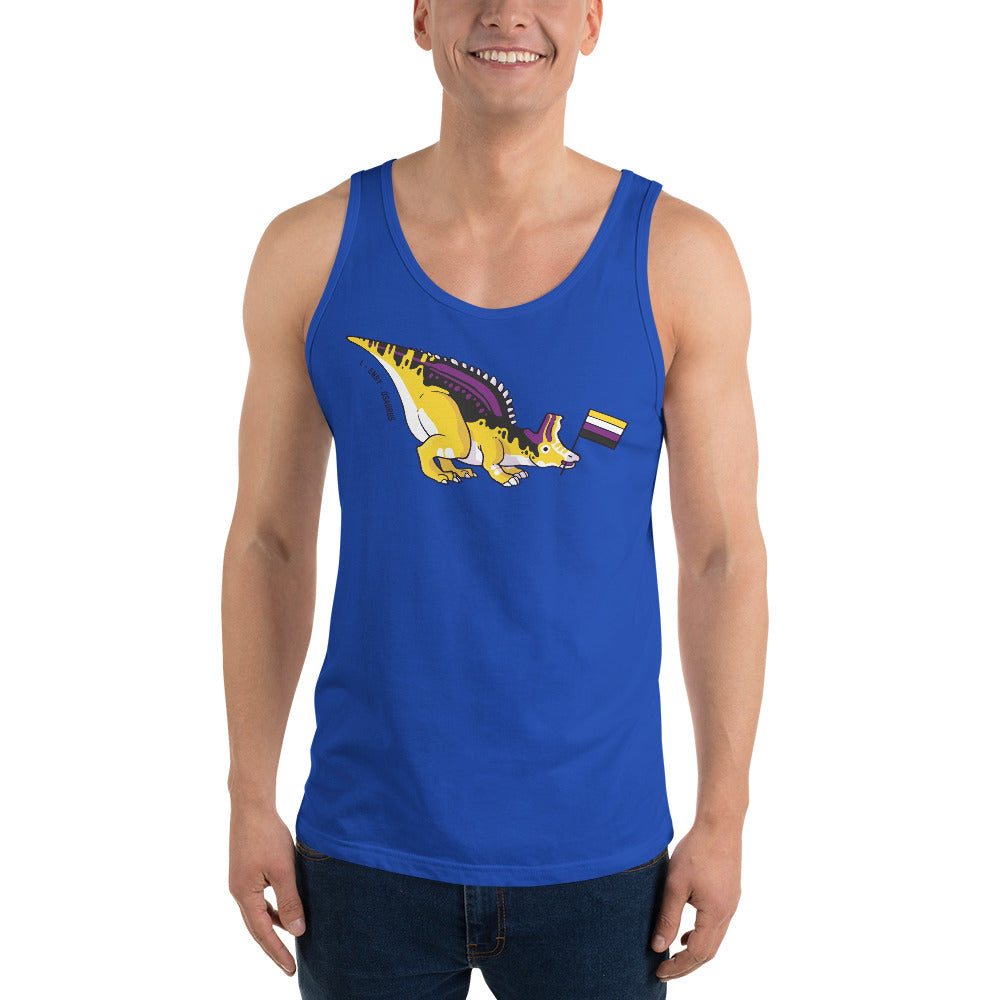 Lambeosaurus Dinosaur Non-binary Pride Flag tank top