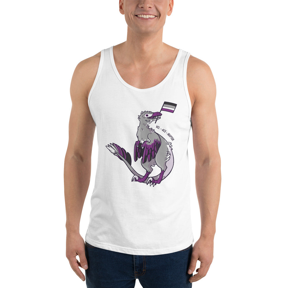 Velociraptor Dinosaur Asexual Pride Flag tank top