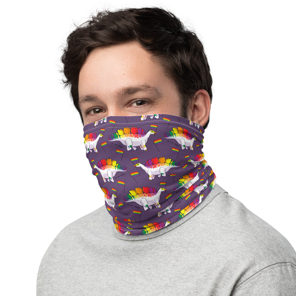 Stegosaurus Dinosaur Gay Pride Flag neck gaiter