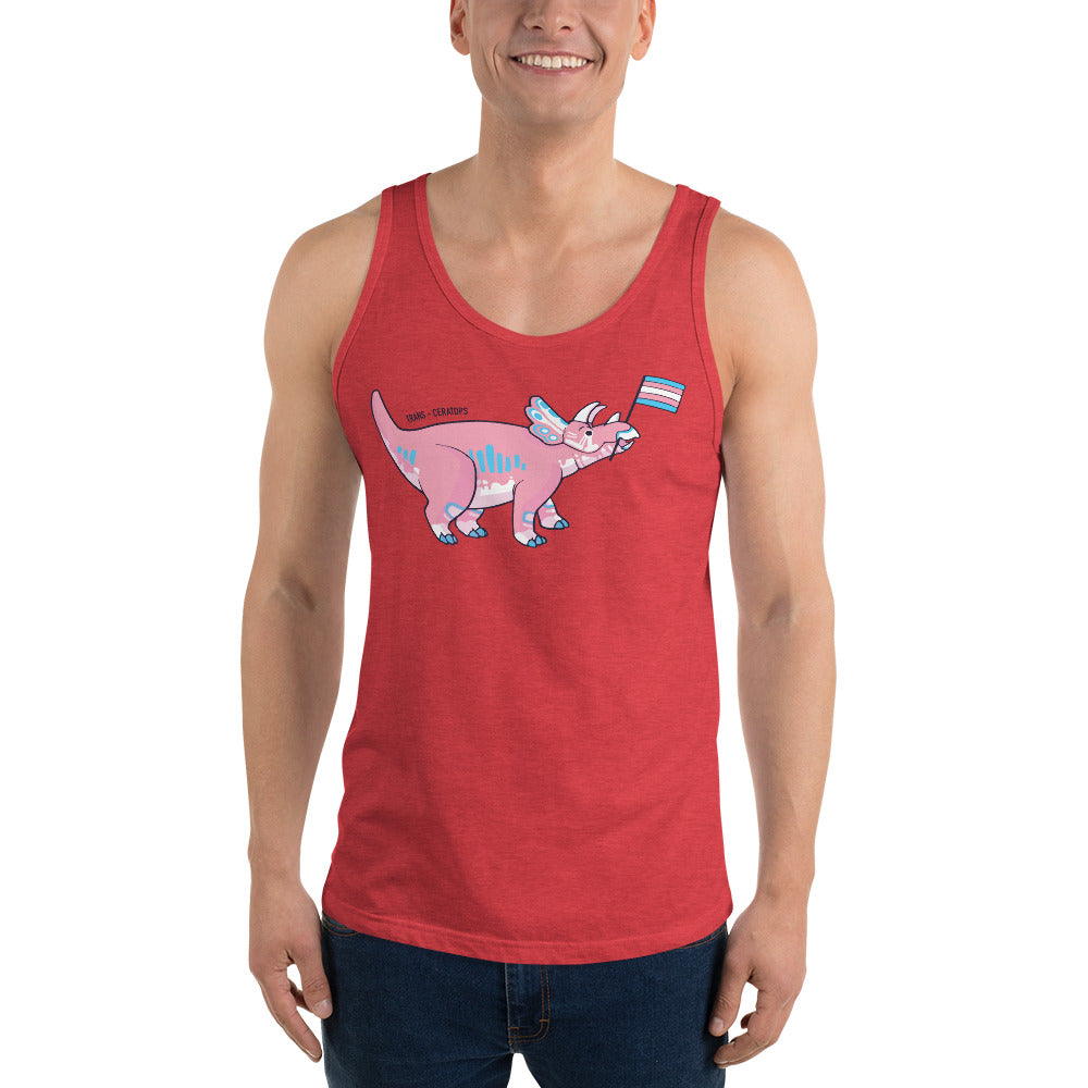 Triceratops Dinosaur Trans Pride Flag tank top