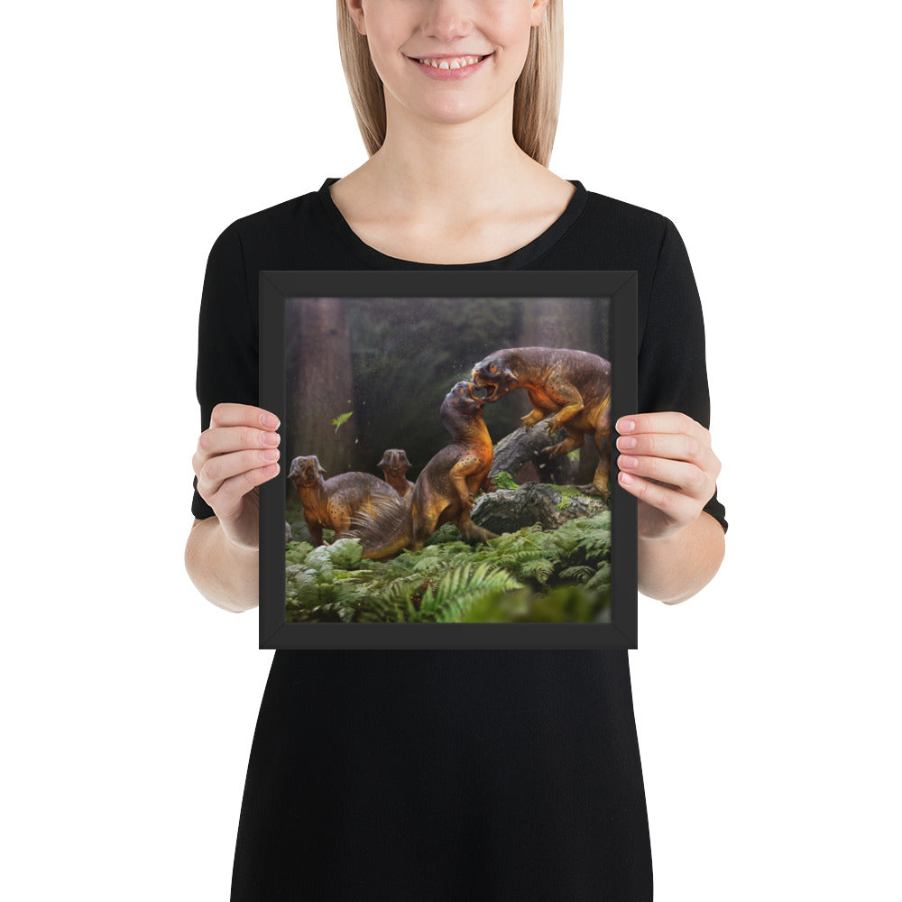 Psittacosaurus Battle framed print