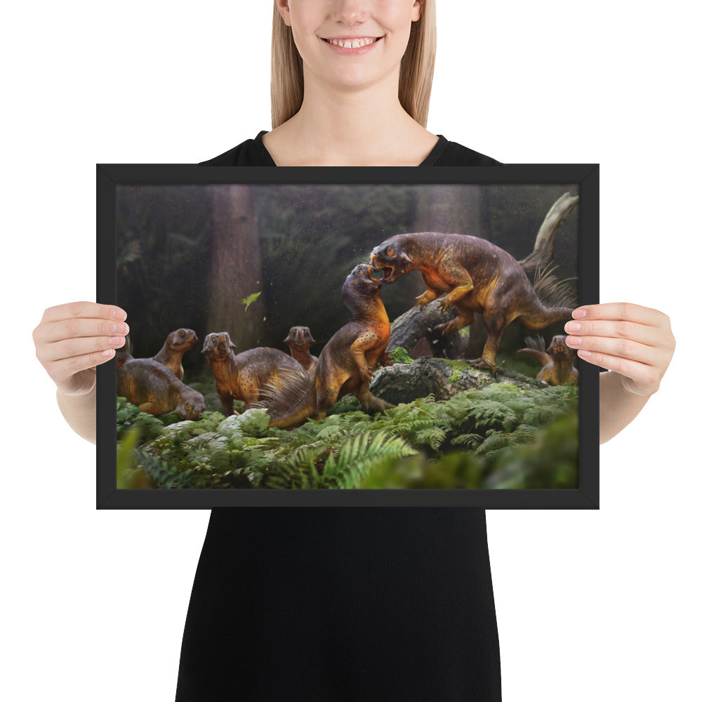 Psittacosaurus Battle framed print