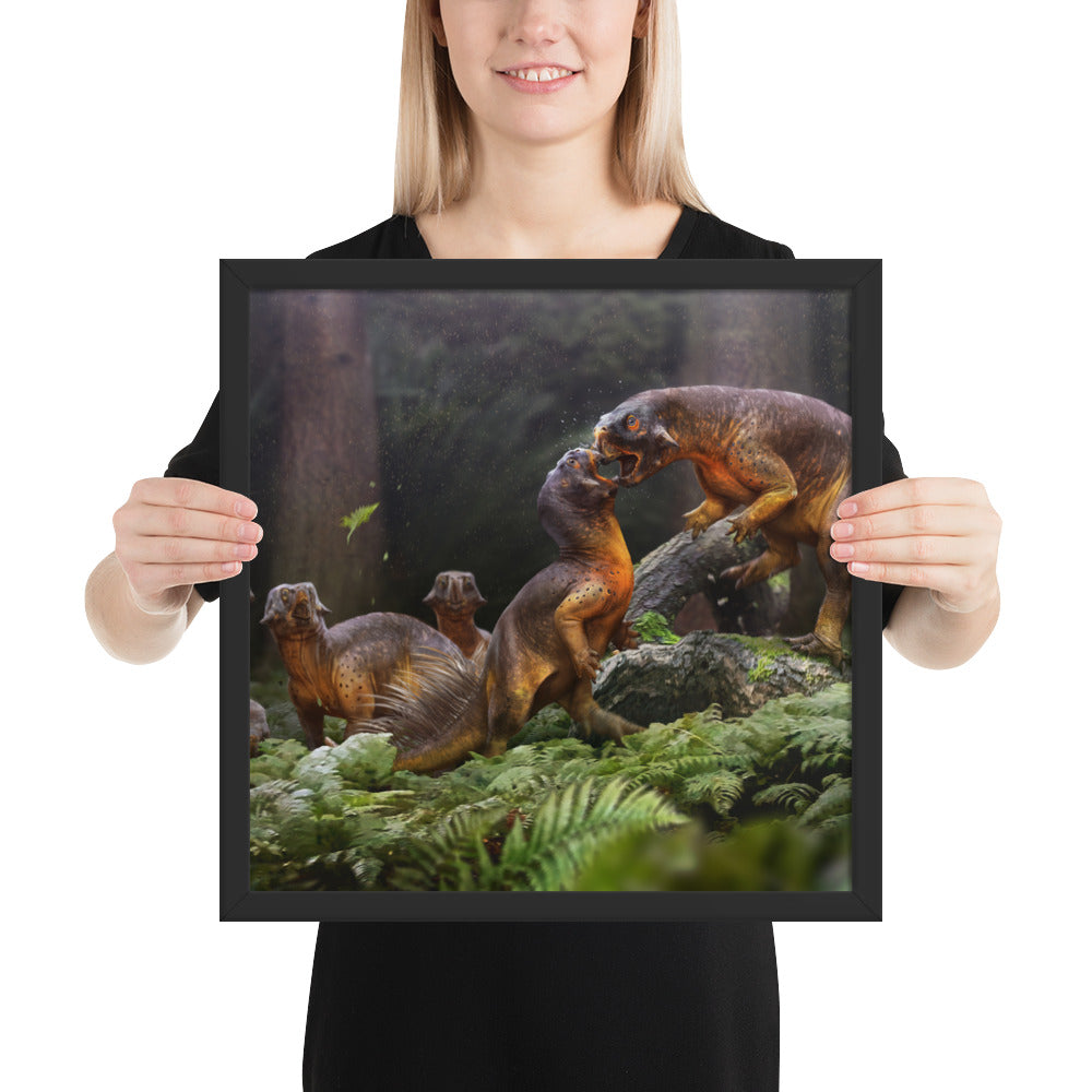 Psittacosaurus Battle framed print