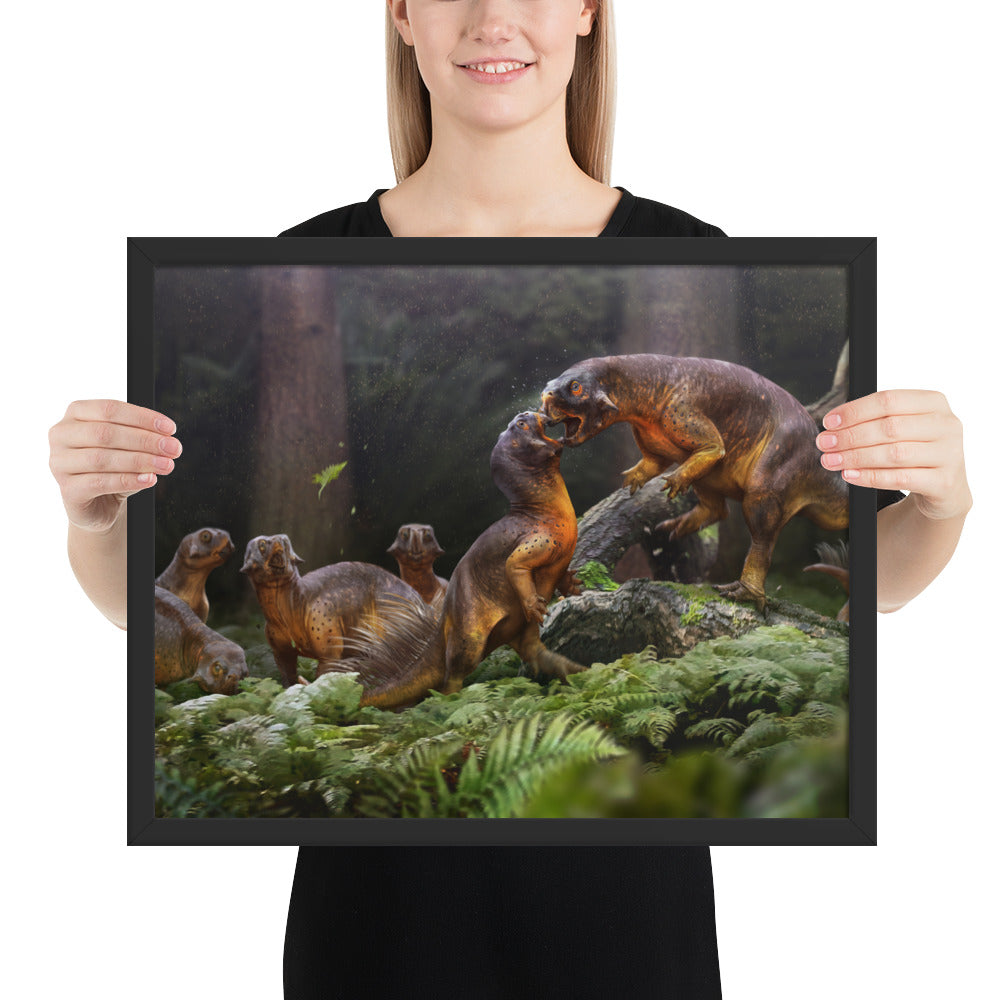 Psittacosaurus Battle framed print