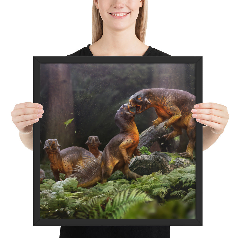 Psittacosaurus Battle framed print