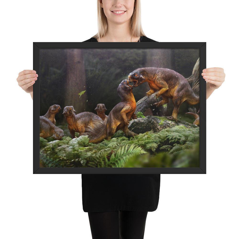 Psittacosaurus Battle framed print