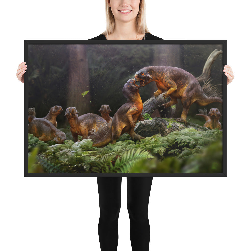 Psittacosaurus Battle framed print