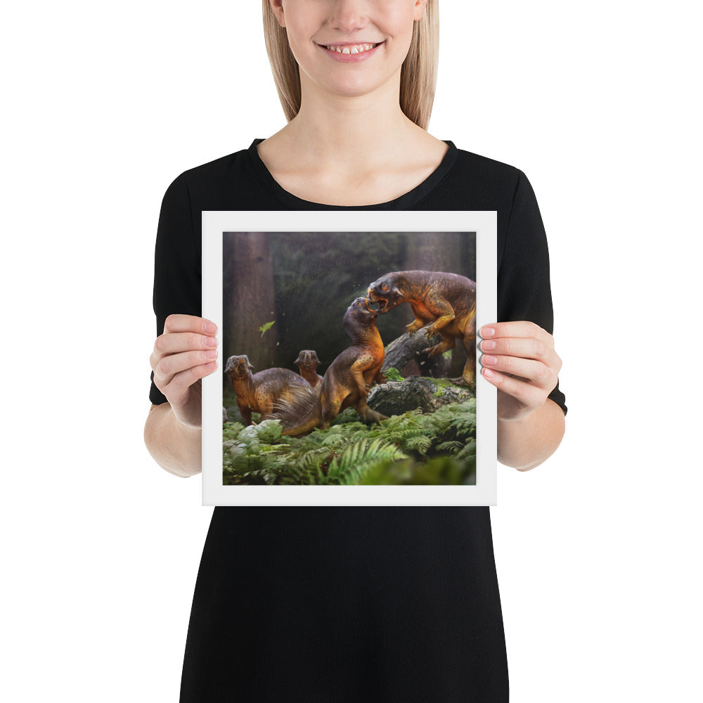 Psittacosaurus Battle framed print