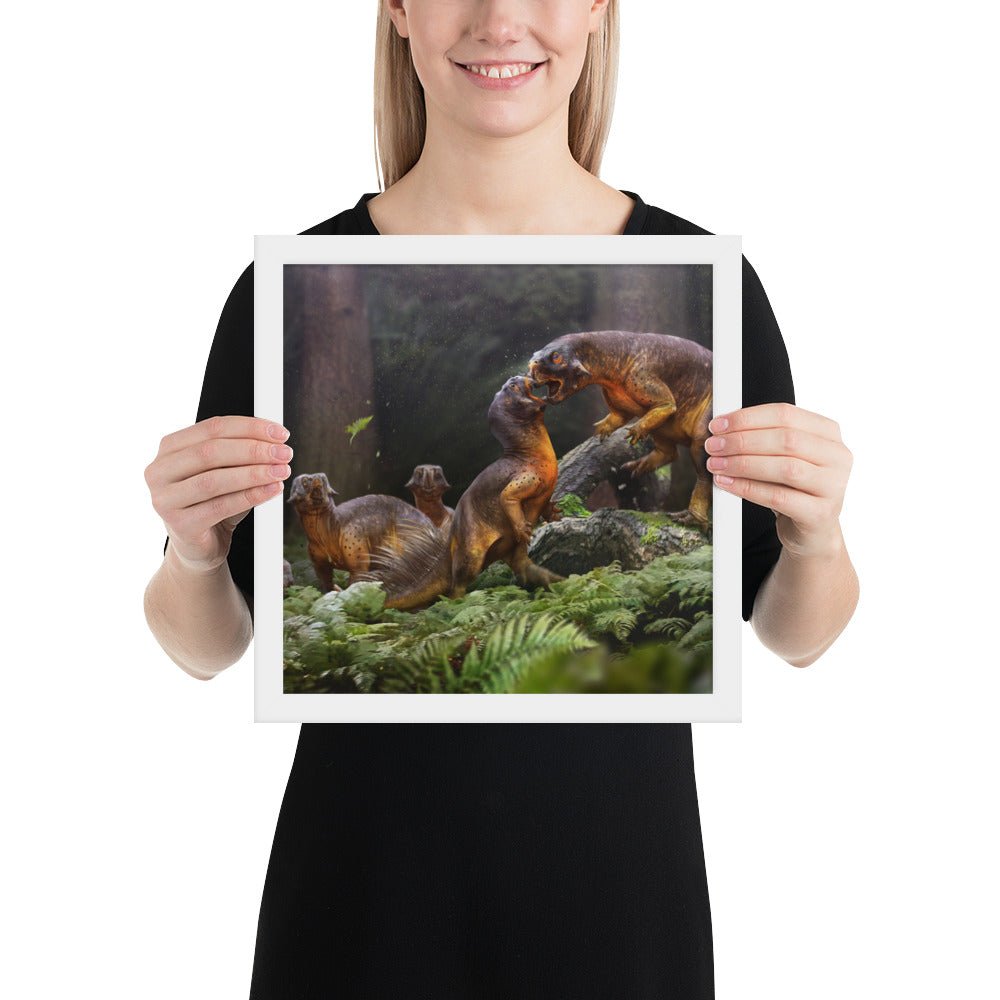 Psittacosaurus Battle framed print