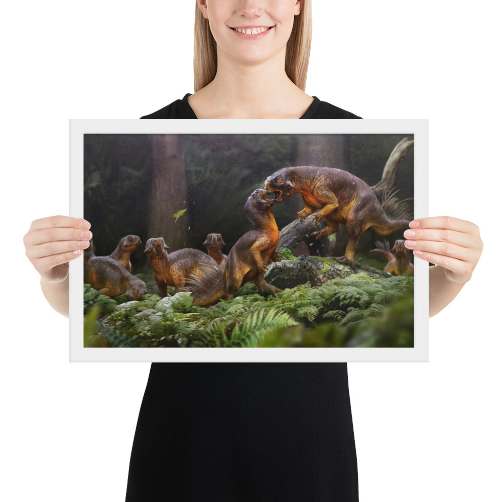 Psittacosaurus Battle framed print