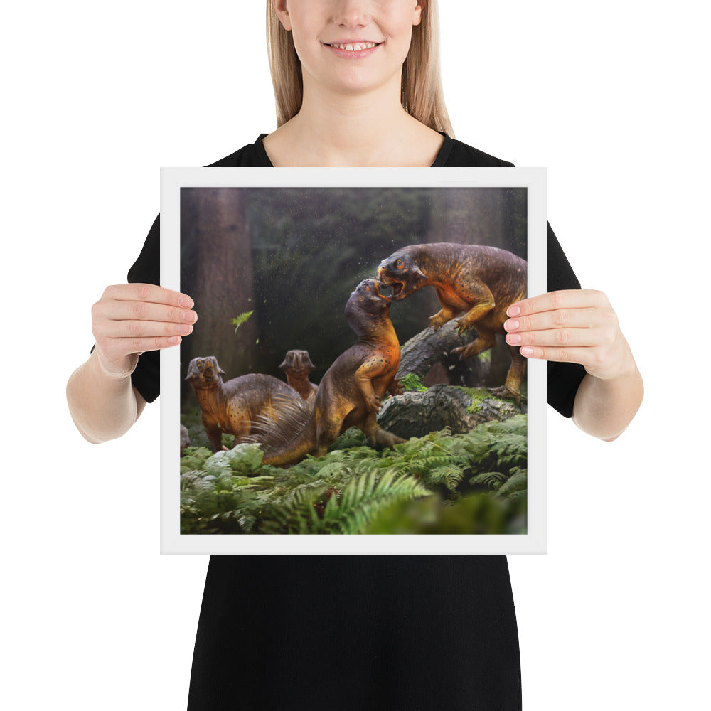 Psittacosaurus Battle framed print