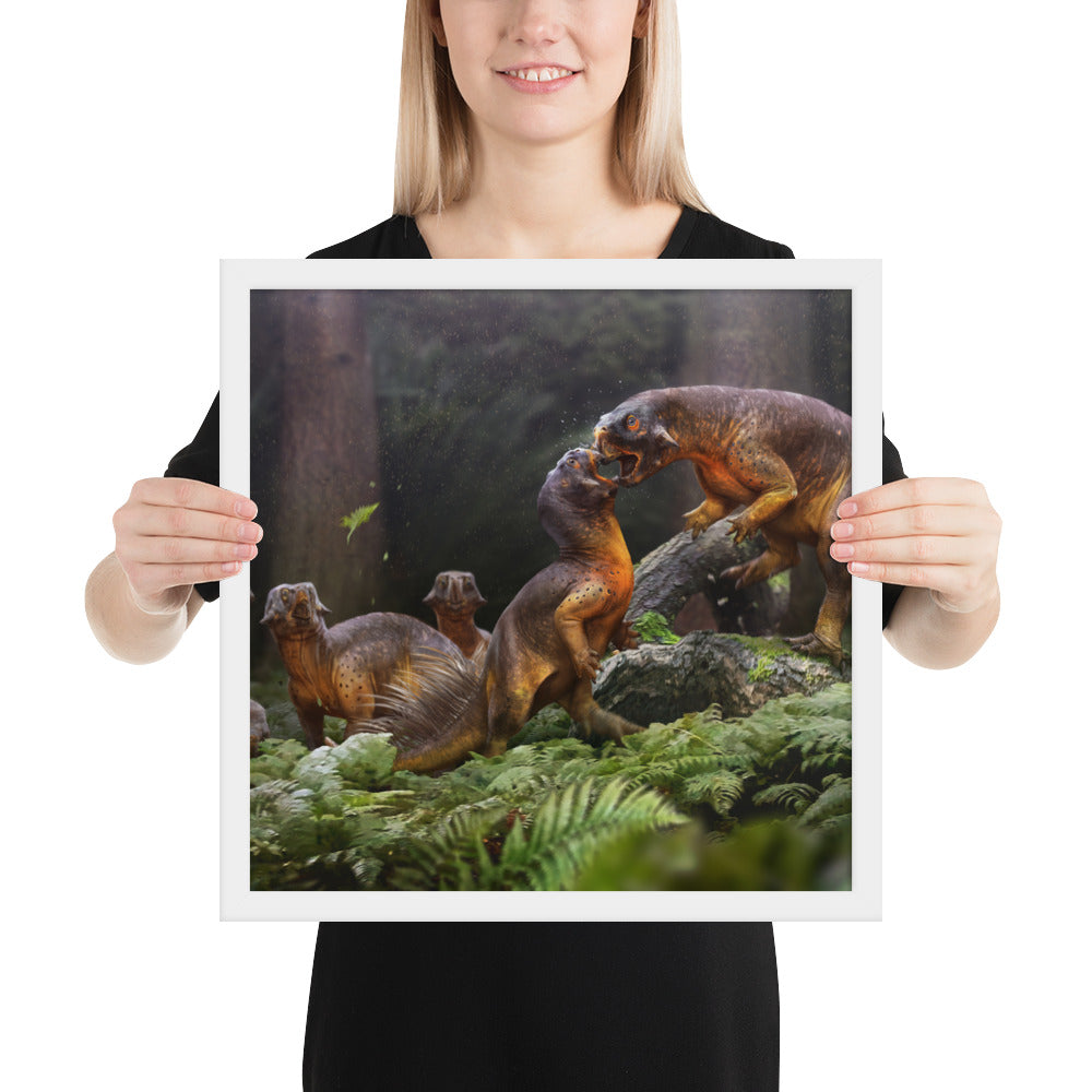 Psittacosaurus Battle framed print