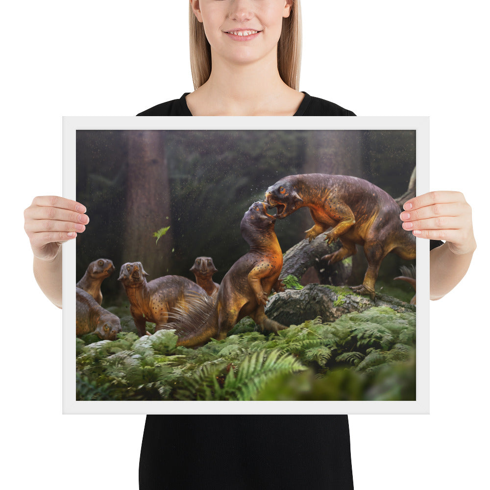 Psittacosaurus Battle framed print