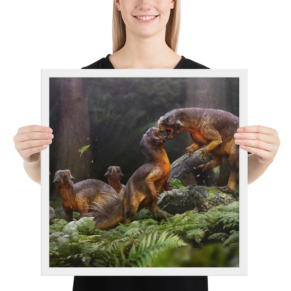 Psittacosaurus Battle framed print