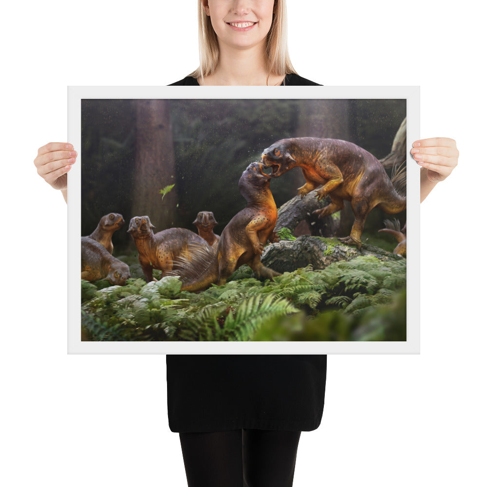 Psittacosaurus Battle framed print