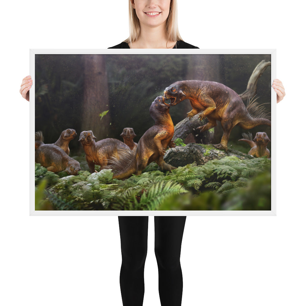 Psittacosaurus Battle framed print