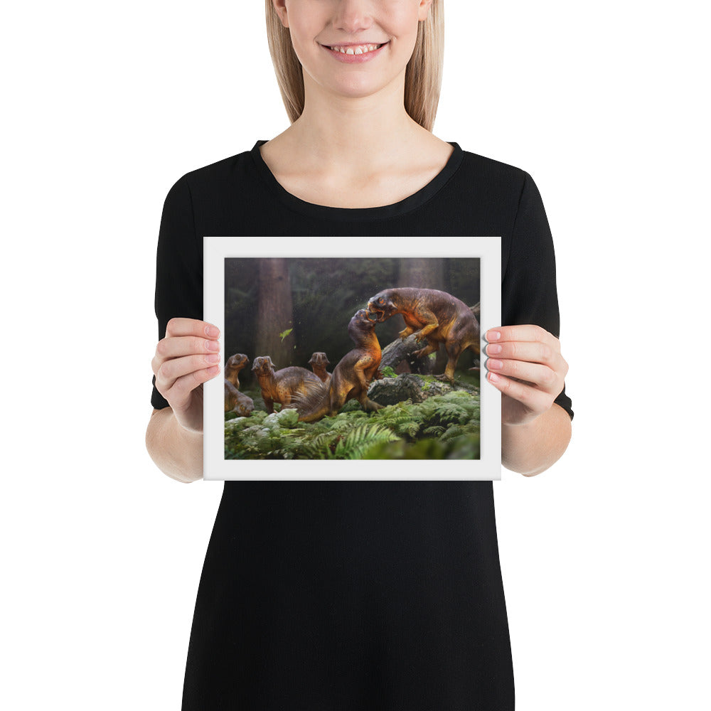 Psittacosaurus Battle framed print