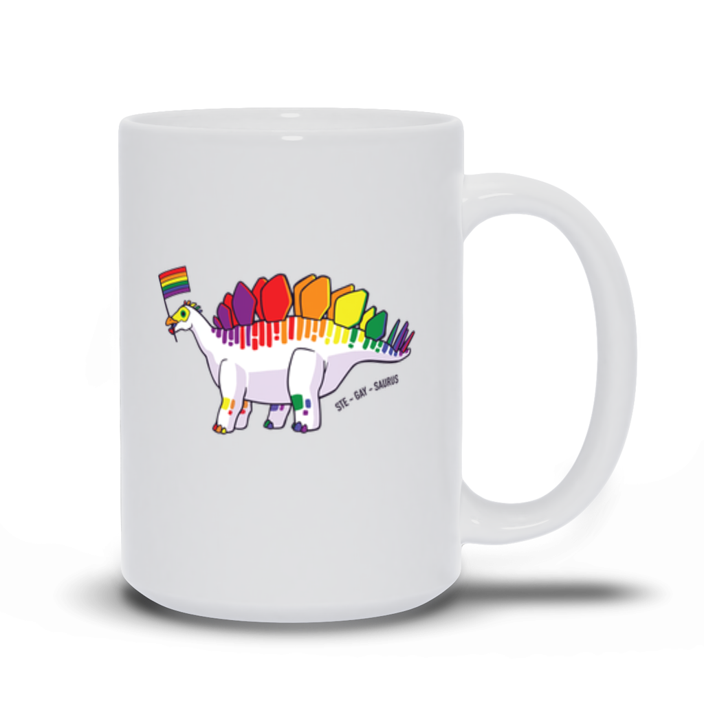 Stegosaurus Dinosaur Gay Pride Flag mug