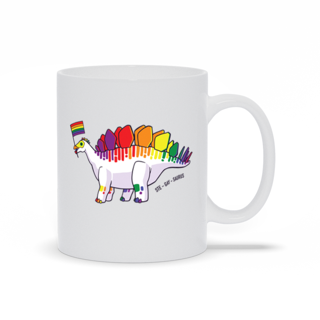 Stegosaurus Dinosaur Gay Pride Flag mug